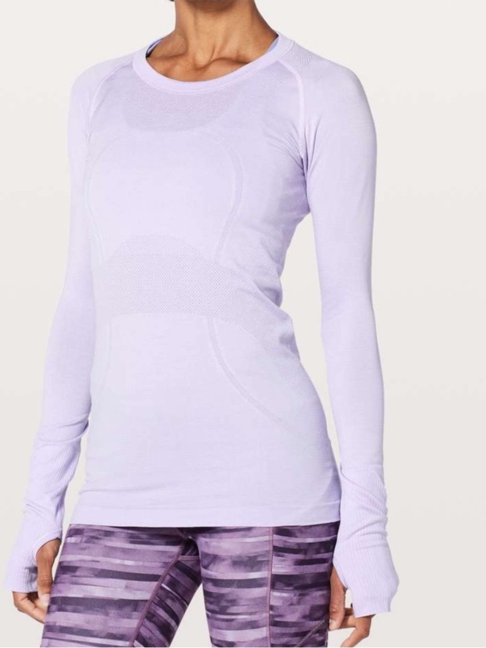 Lululemon Swiftly Tech Long Sleeve Crew Shirt Violet Gray Womens 8